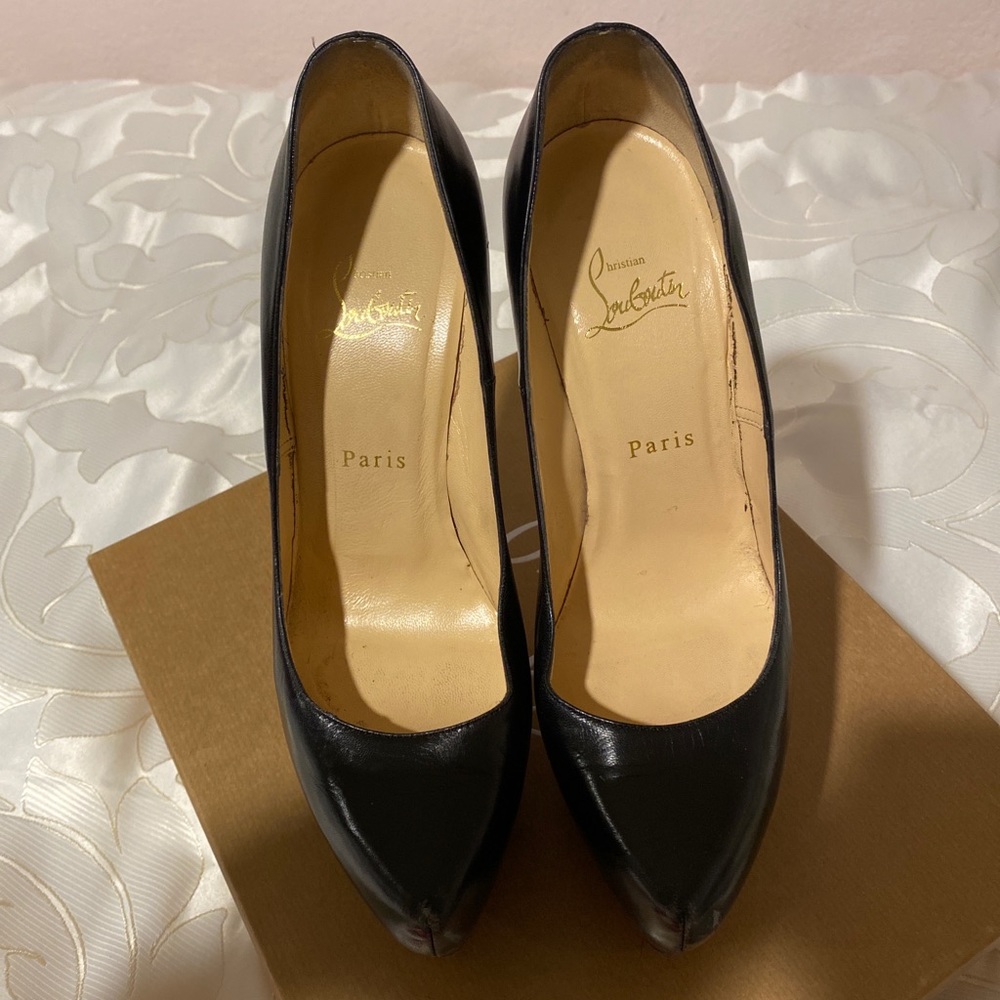 CHRISTIAN LOUBOUTIN Black Daffodile 160 KID Sz 39 - Picture 2 of 10